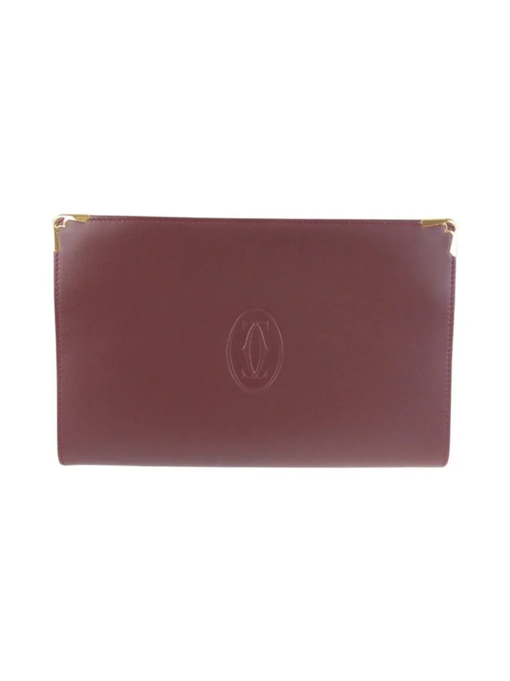 Cartier Must Line Winered Bordeaux Gold Leather Clutch Secondbag